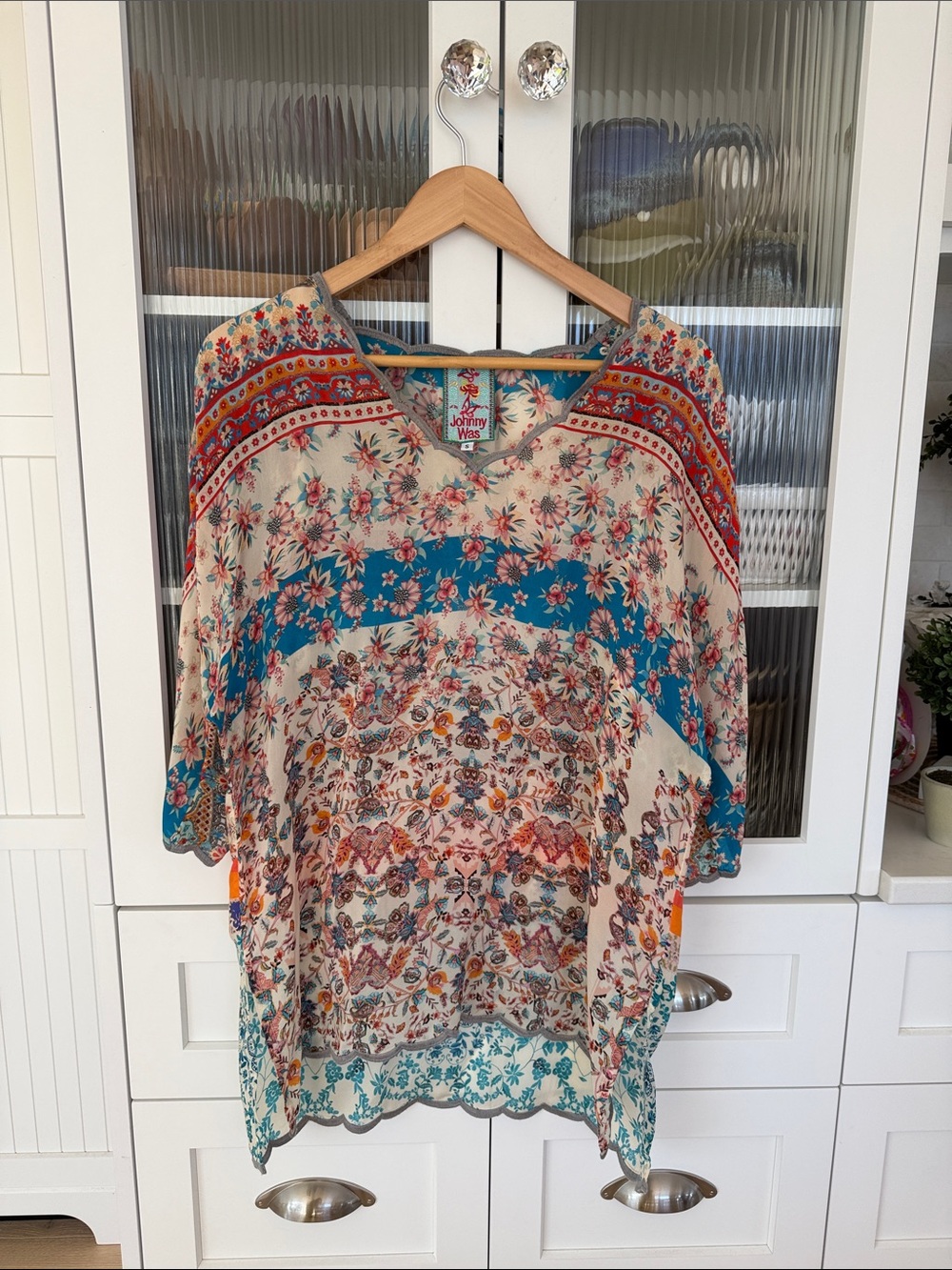 Johnny Was paisley cold shoulder tunic